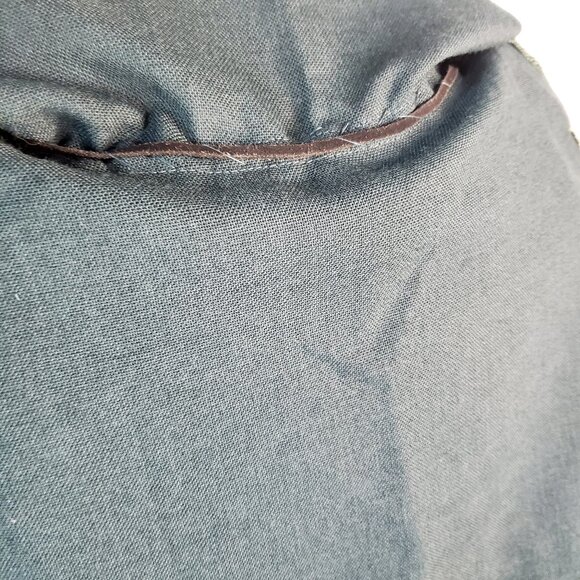 Large Linen Like Dark Green Hooded Medieval Cape w Gold Lacing Details - Picture 11 of 12